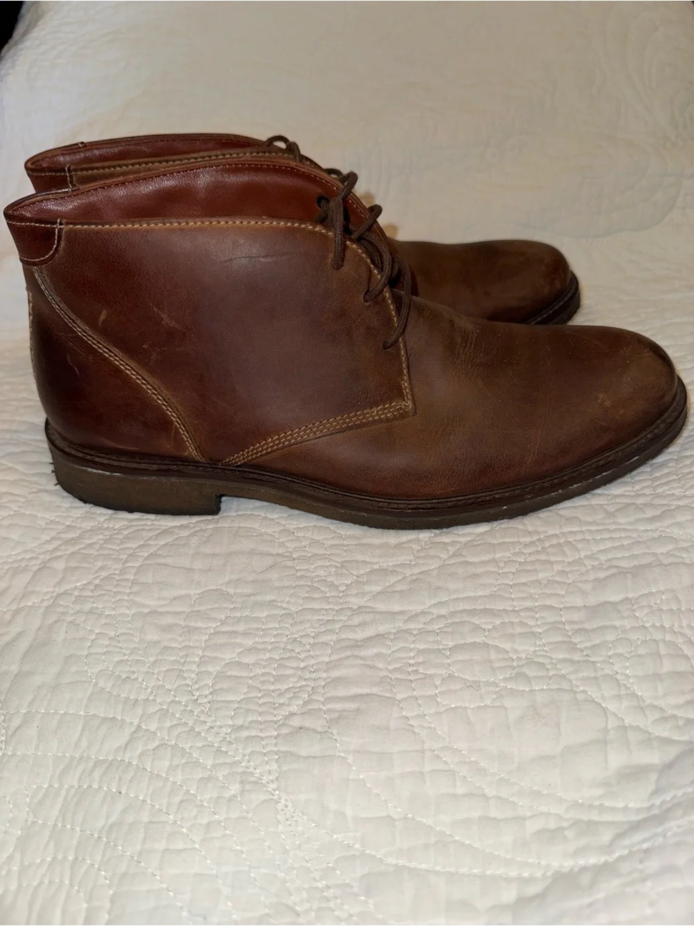 Johnston & Murphy Brown Leather Chukka Boots Sheepskin Lined Men’s 10M